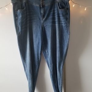 High-rise, Frayed Bottom Jeans